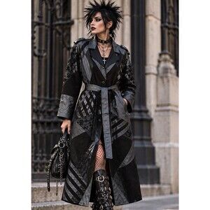 VTG Maxi Black Leather Patchwork Duster Coat West Germany Zaspel Avant Garde Got